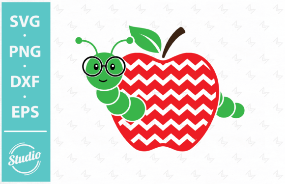 Apple Worm Svg, Teacher Apple Svg, Book Graphics