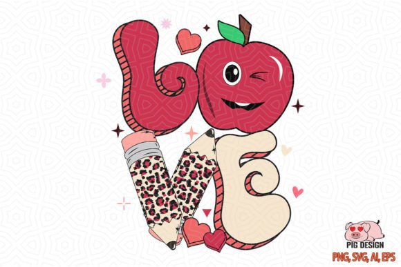 Love Valentine Teacher Sublimation SVG