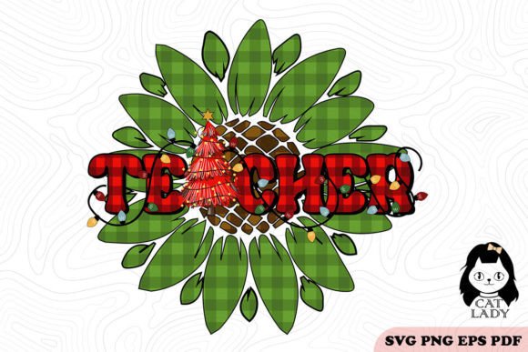 Plaid Teacher Christmas SVG PNG for Crafts and Graphics