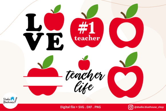 Teacher Apple Svg Bundle for Crafts and Graphics