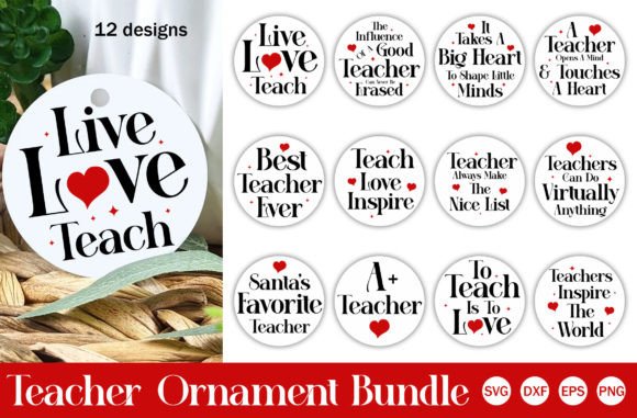 Teacher Ornament SVG Bundle for Graphics and Crafts